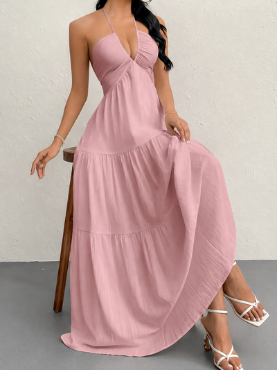 Halter Neck Tiered Maxi Dress