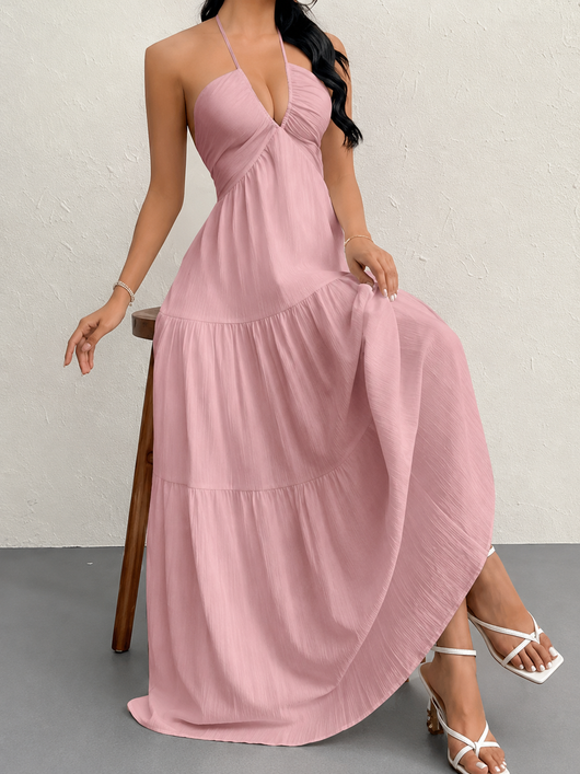 Halter Neck Tiered Maxi Dress