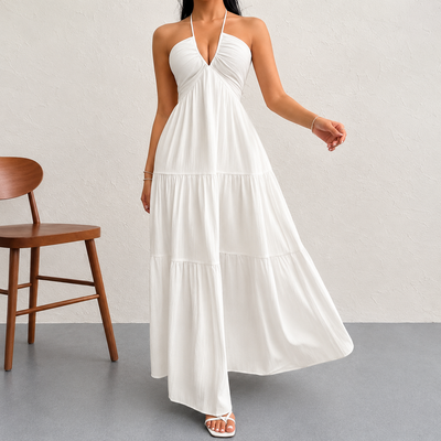Halter Neck Tiered Maxi Dress
