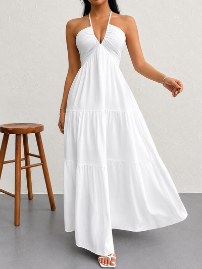 Halter Neck Tiered Maxi Dress