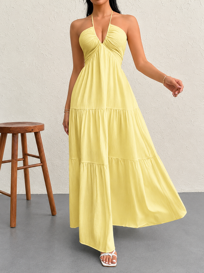 Halter Neck Tiered Maxi Dress