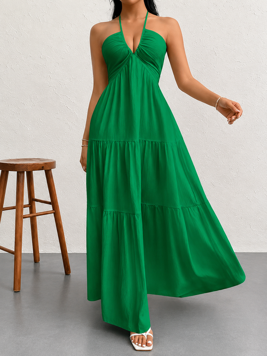 Halter Neck Tiered Maxi Dress