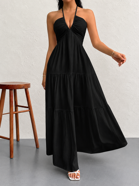 Halter Neck Tiered Maxi Dress
